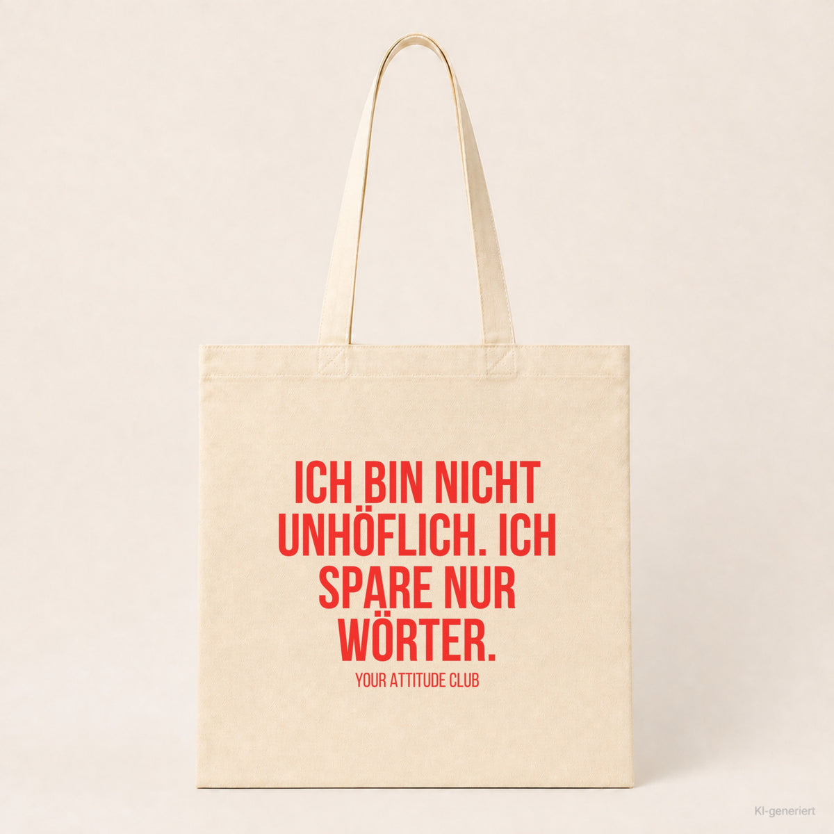 Ich bin nicht unhöflich. Ich spare nur Wörter. – Stoffbeutel mit Spruch beige, Produktansicht