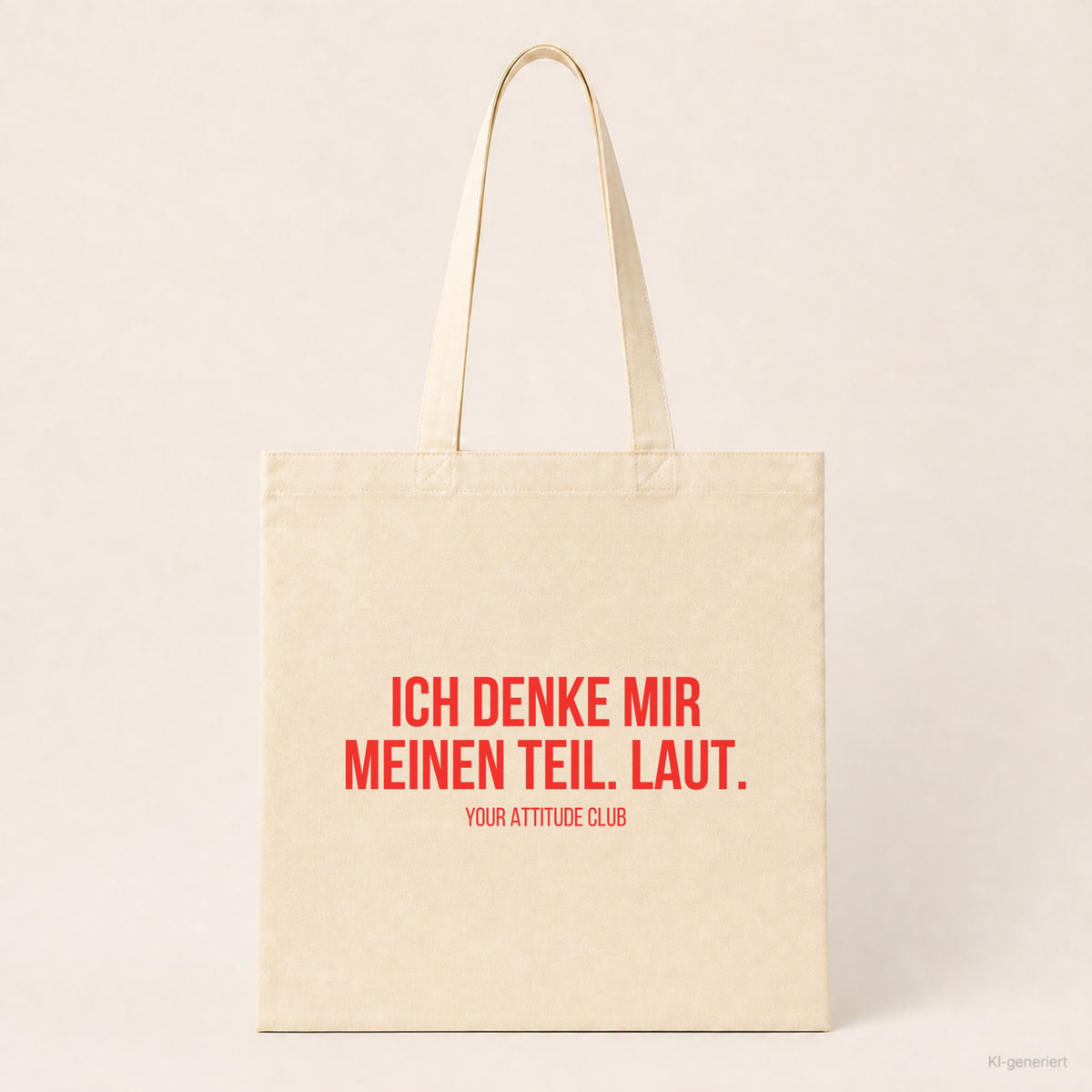 Ich denke mir meinen Teil. Laut. – Stoffbeutel mit Spruch beige, Produktansicht