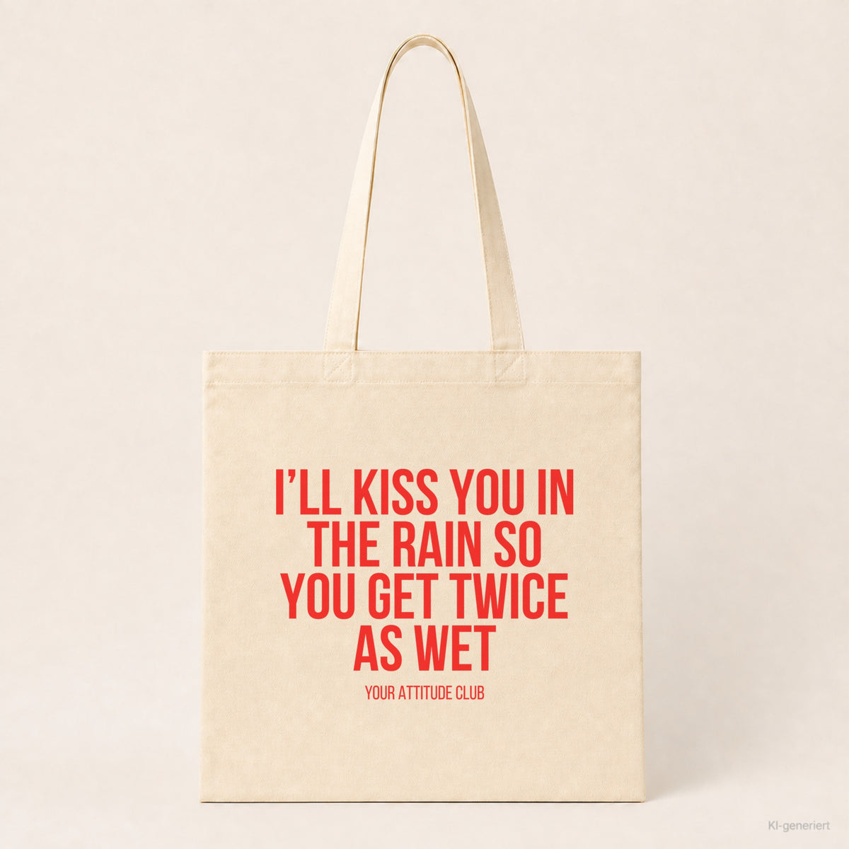 I'll kiss you in the rain so you get twice as wet – Stoffbeutel mit Spruch beige, Produktansicht
