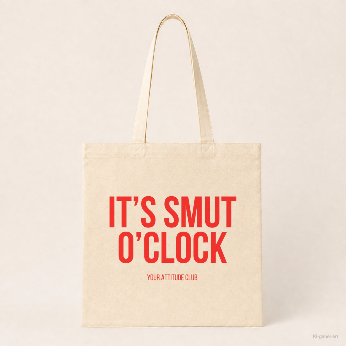 It's smut o'clock – Stoffbeutel mit Spruch beige, Produktansicht