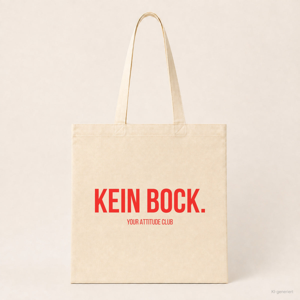 Kein Bock. – Stoffbeutel mit Spruch beige, Produktansicht