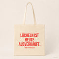 Lächeln ist heute ausverkauft. – Stoffbeutel mit Spruch beige, Produktansicht