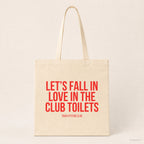 Let's fall in love in the club toilets – Stoffbeutel mit Spruch beige, Produktansicht
