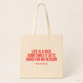 Life is a dick sometimes it gets hard for no reason – Stoffbeutel mit Spruch beige, Produktansicht