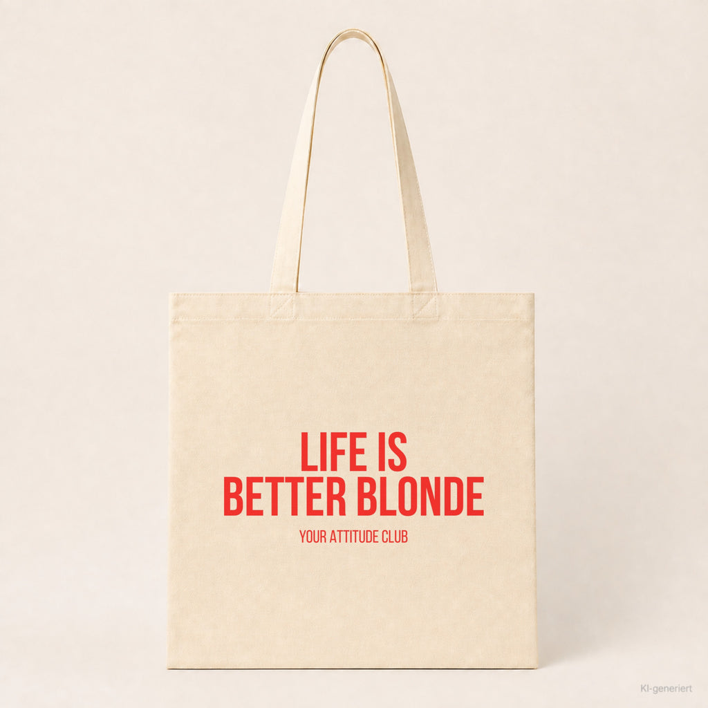 Life is better blonde – Stoffbeutel mit Spruch beige, Produktansicht