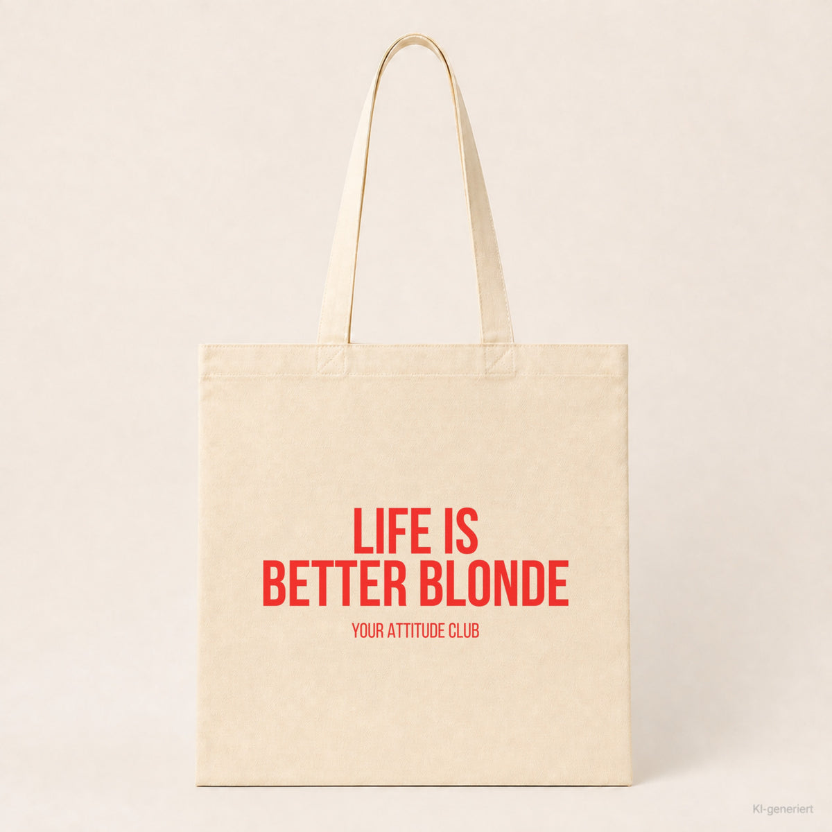 Life is better blonde – Stoffbeutel mit Spruch beige, Produktansicht