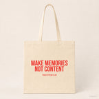 Make memories not content – Stoffbeutel mit Spruch beige, Produktansicht