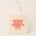 Mein innerer Frieden hat Hausverbot für Idioten. – Stoffbeutel mit Spruch beige, Produktansicht