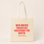 Mein innerer Frieden hat Hausverbot für Idioten. – Stoffbeutel mit Spruch beige, Produktansicht