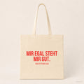 Mir egal steht mir gut. – Stoffbeutel mit Spruch beige, Produktansicht