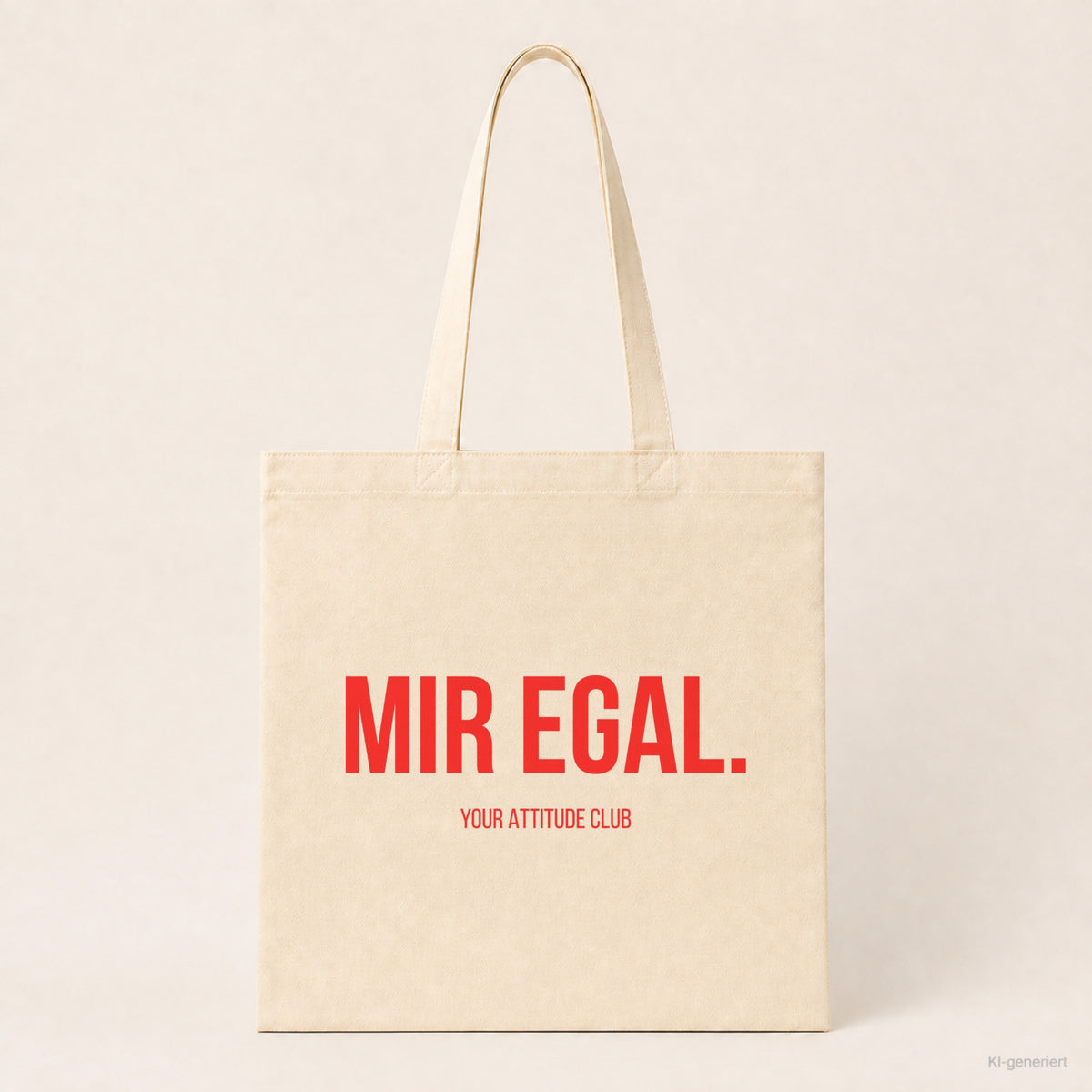Mir egal. – Stoffbeutel mit Spruch beige, Produktansicht