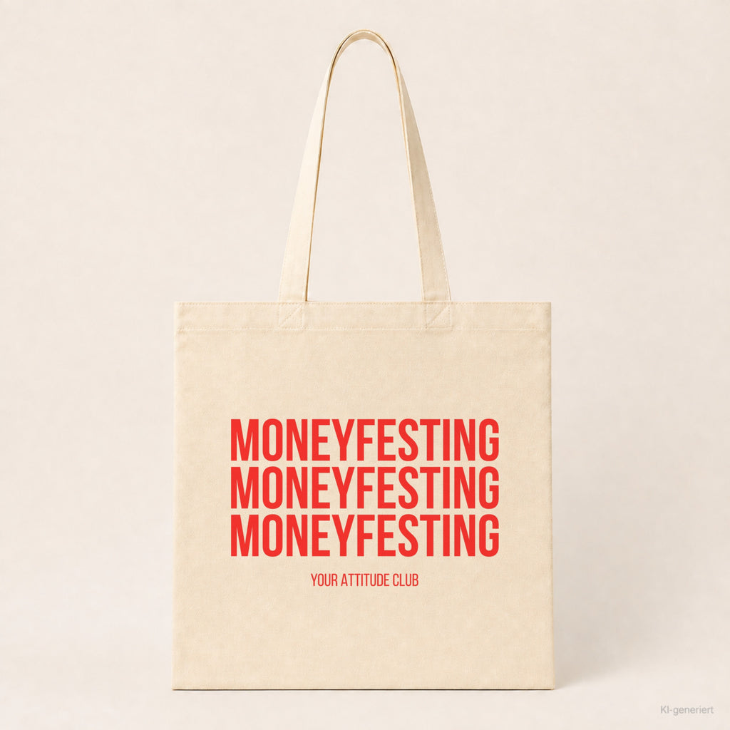 Moneyfesting Moneyfesting Moneyfesting – Stoffbeutel mit Spruch beige, Produktansicht