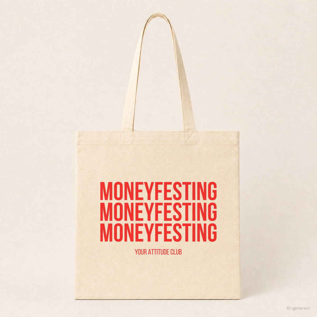 Moneyfesting Moneyfesting Moneyfesting – Stoffbeutel mit Spruch beige, Produktansicht