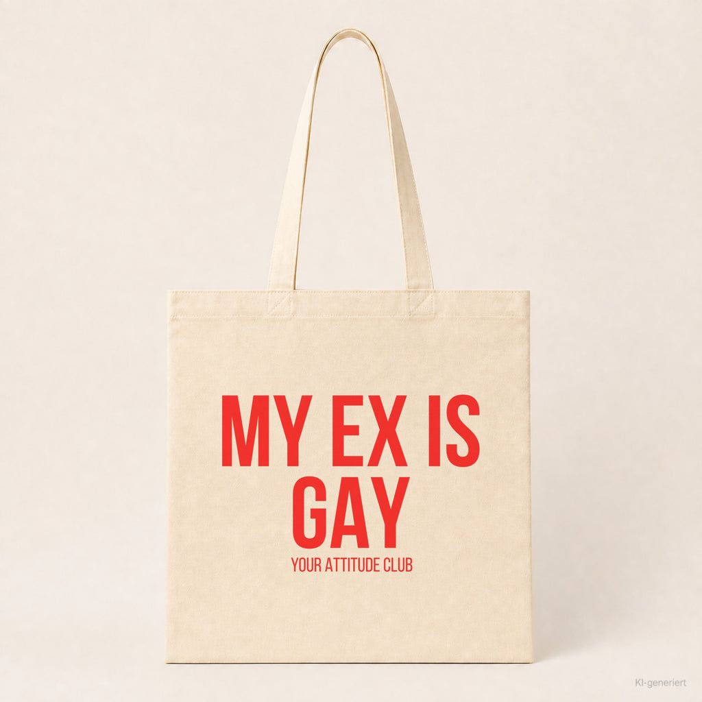 My ex is gay – Stoffbeutel mit Spruch beige, Produktansicht