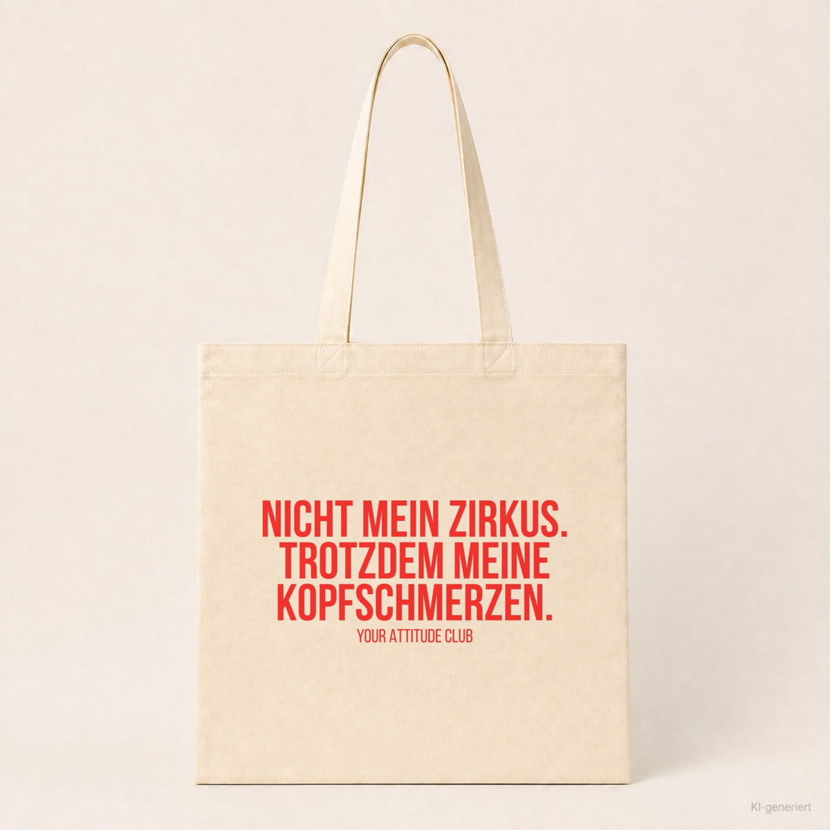 Nicht mein Zirkus. Trotzdem meine Kopfschmerzen. – Stoffbeutel mit Spruch beige, Produktansicht