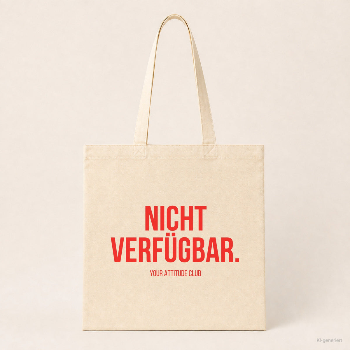 Nicht verfügbar. – Stoffbeutel mit Spruch beige, Produktansicht