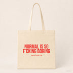 Normal is so f’cking boring – Stoffbeutel mit Spruch beige, Produktansicht