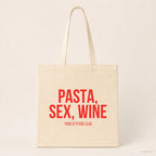 Pasta, sex, wine – Stoffbeutel mit Spruch beige, Produktansicht
