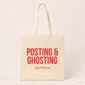 Posting & ghosting – Stoffbeutel mit Spruch beige, Produktansicht