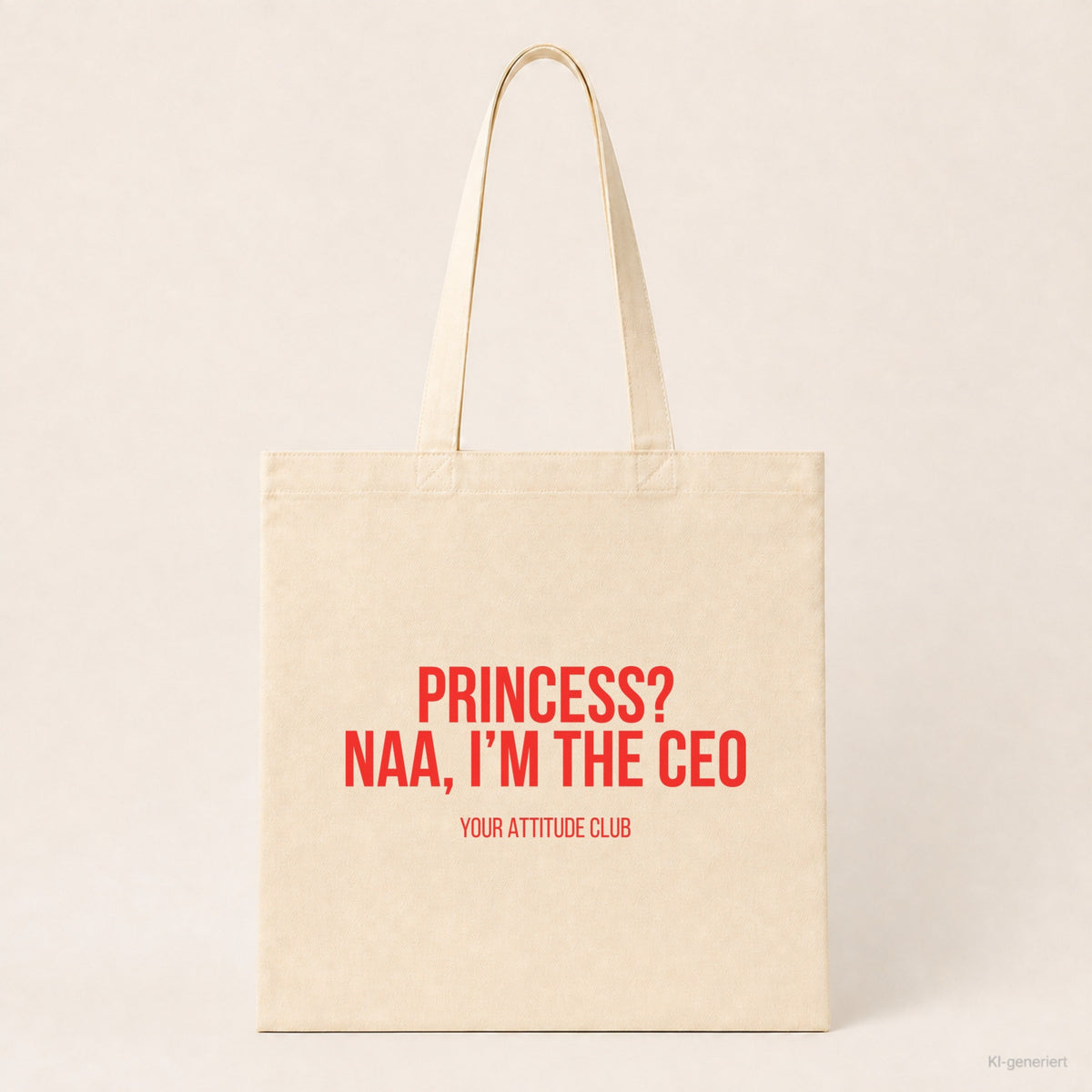 Princess? Naa, I’m the CEO – Stoffbeutel mit Spruch beige, Produktansicht