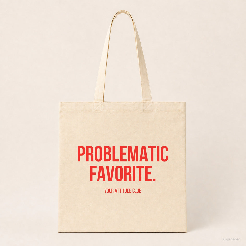 Problematic favorite. – Stoffbeutel mit Spruch beige, Produktansicht