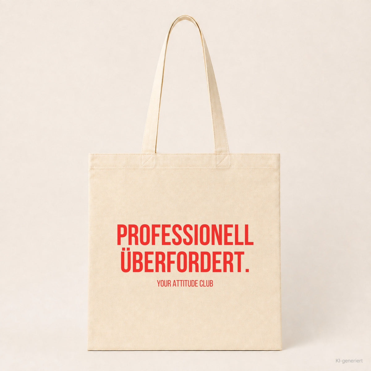 Professionell überfordert. – Stoffbeutel mit Spruch beige, Produktansicht