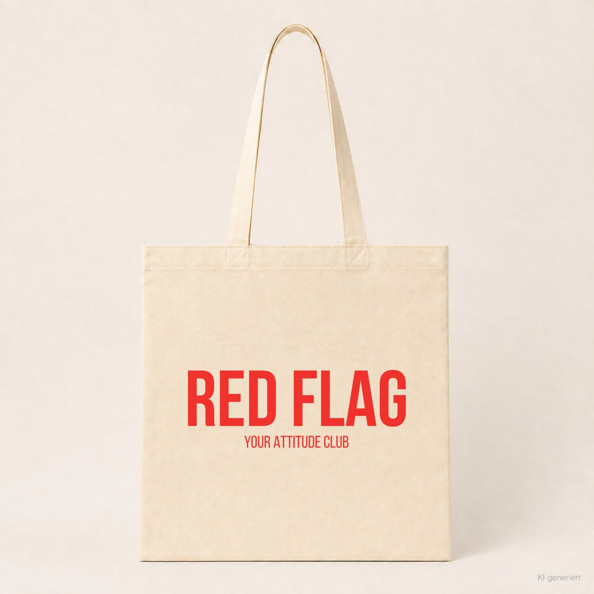 Red flag – Stoffbeutel mit Spruch beige, Produktansicht