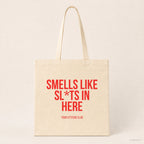 Smells like sl*ts in here – Stoffbeutel mit Spruch beige, Produktansicht