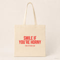 Smile if you’re horny – Stoffbeutel mit Spruch beige, Produktansicht