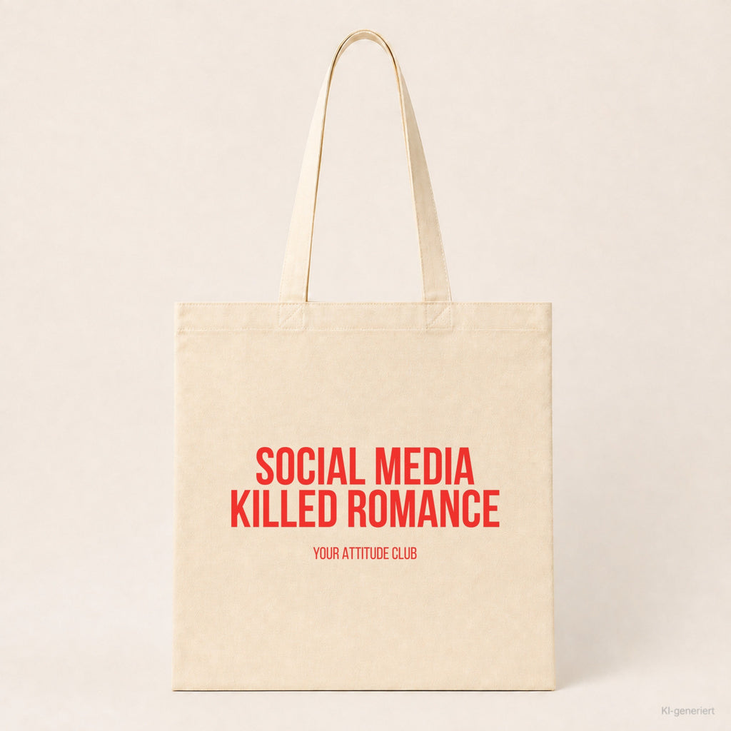 Social media killed romance – Stoffbeutel mit Spruch beige, Produktansicht