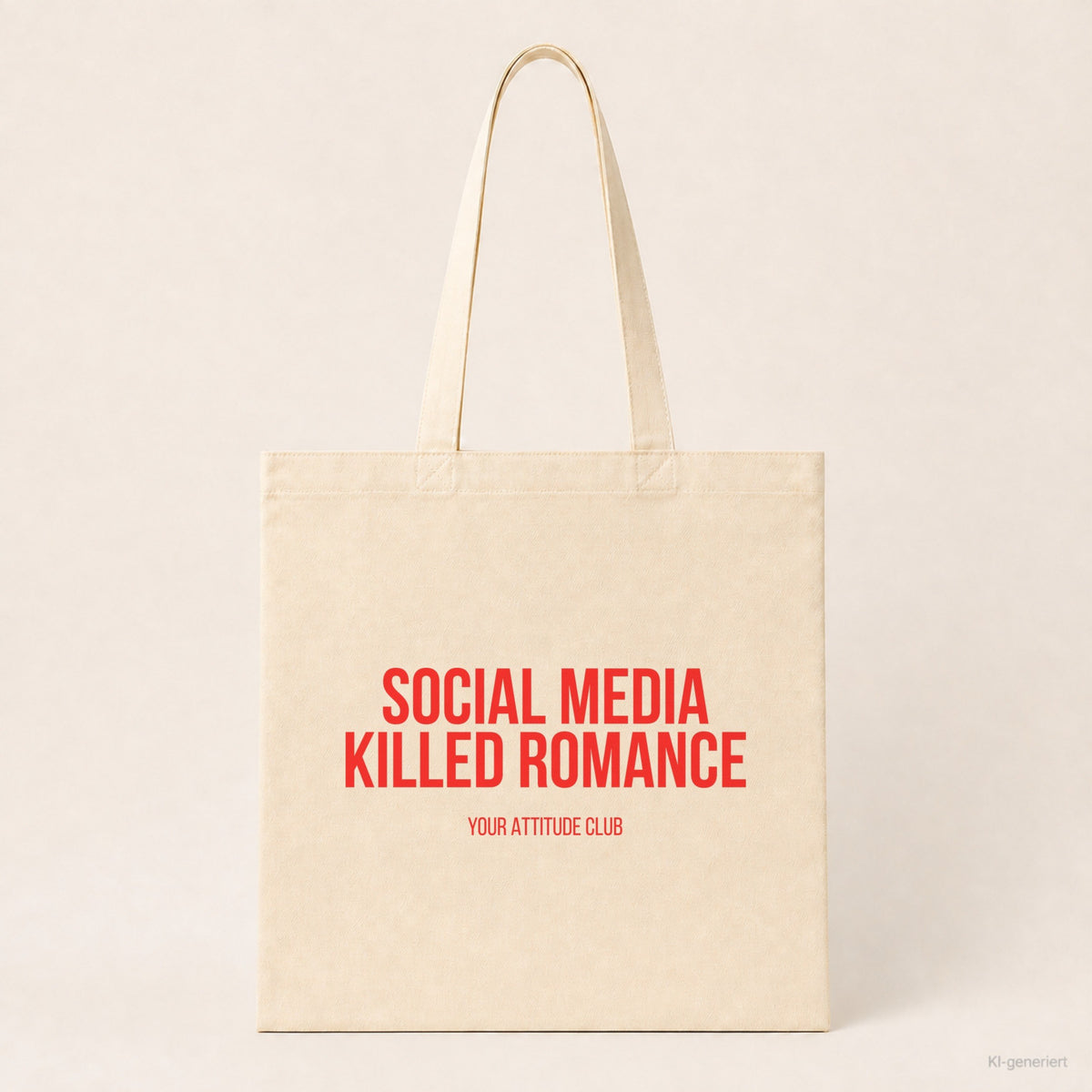 Social media killed romance – Stoffbeutel mit Spruch beige, Produktansicht