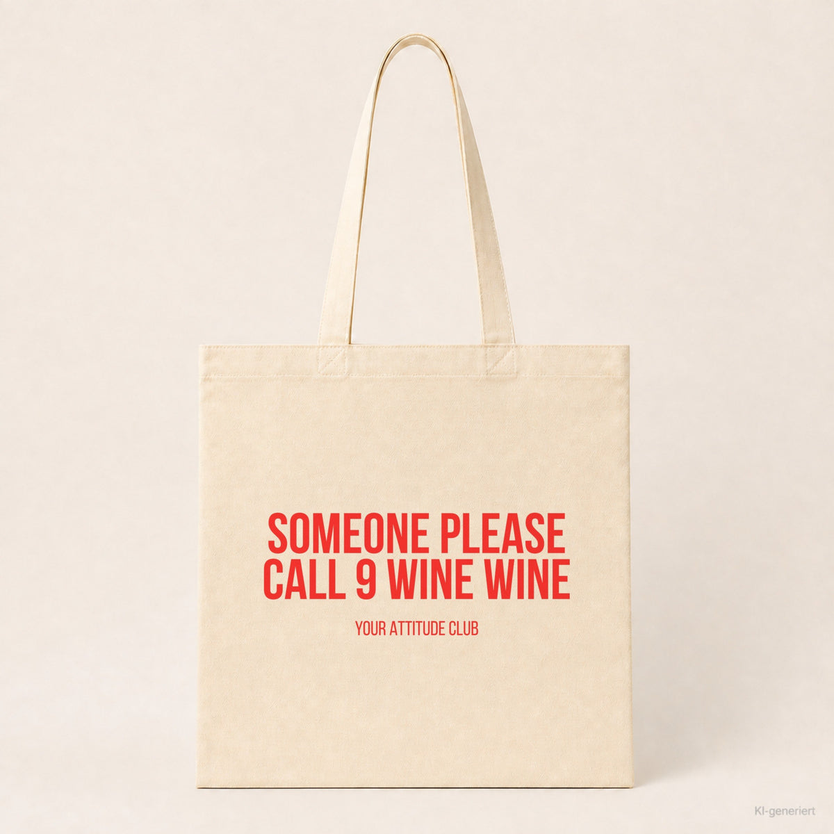 Someone please call 9 wine wine – Stoffbeutel mit Spruch beige, Produktansicht