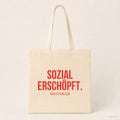 Sozial erschöpft. – Stoffbeutel mit Spruch beige, Produktansicht