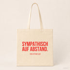 Sympathisch auf Abstand. – Stoffbeutel mit Spruch beige, Produktansicht