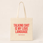 Talking shit is my love language – Stoffbeutel mit Spruch beige, Produktansicht