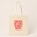 Tanlines, Diet Coke, blondes, biceps. – Stoffbeutel mit Spruch beige, Produktansicht