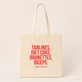 Tanlines, Diet Coke, brunettes, biceps. – Stoffbeutel mit Spruch beige, Produktansicht