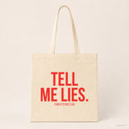 Tell me lies. – Stoffbeutel mit Spruch beige, Produktansicht
