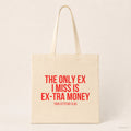 The only ex I miss is ex-tra money – Stoffbeutel mit Spruch beige, Produktansicht
