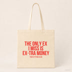 The only ex I miss is ex-tra money – Stoffbeutel mit Spruch beige, Produktansicht