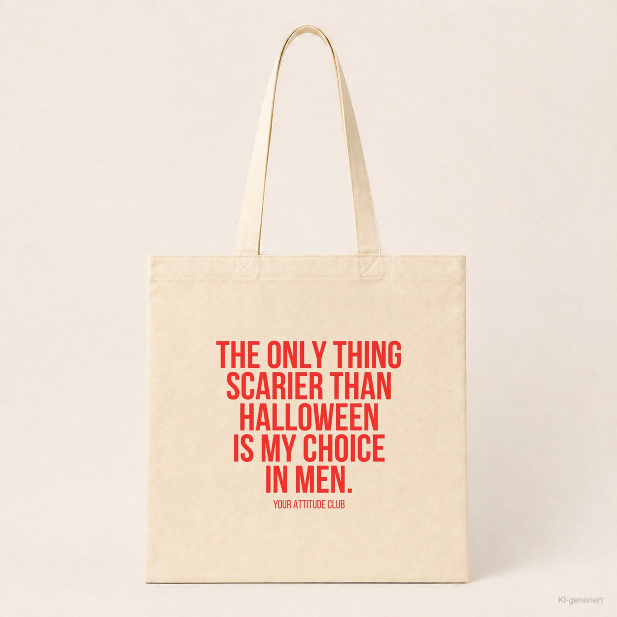 The only thing scarier than Halloween is my choice in men. – Stoffbeutel mit Spruch beige, Produktansicht