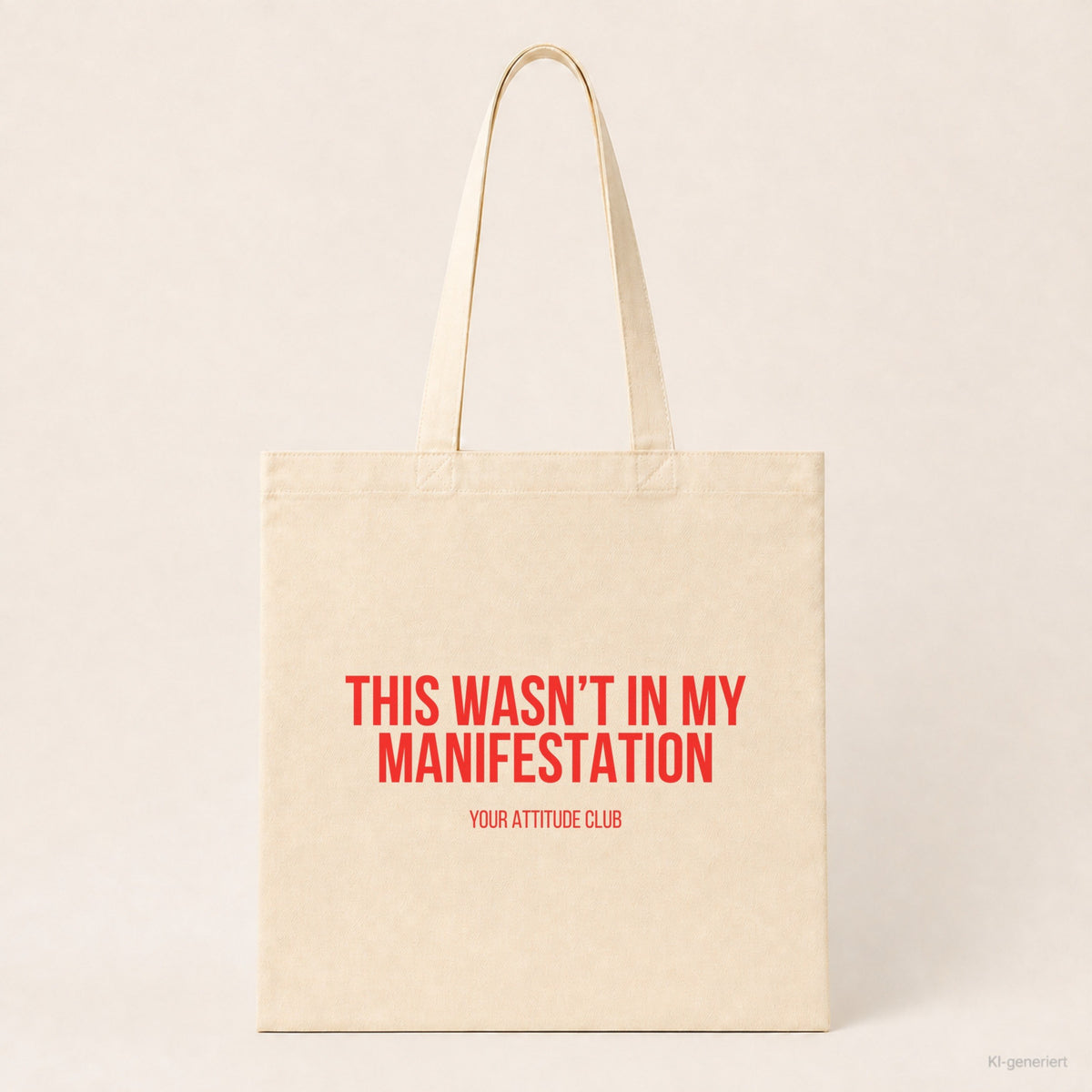 This wasn’t in my manifestation – Stoffbeutel mit Spruch beige, Produktansicht