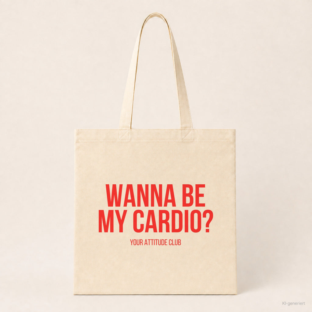Wanna be my cardio? – Stoffbeutel mit Spruch beige, Produktansicht
