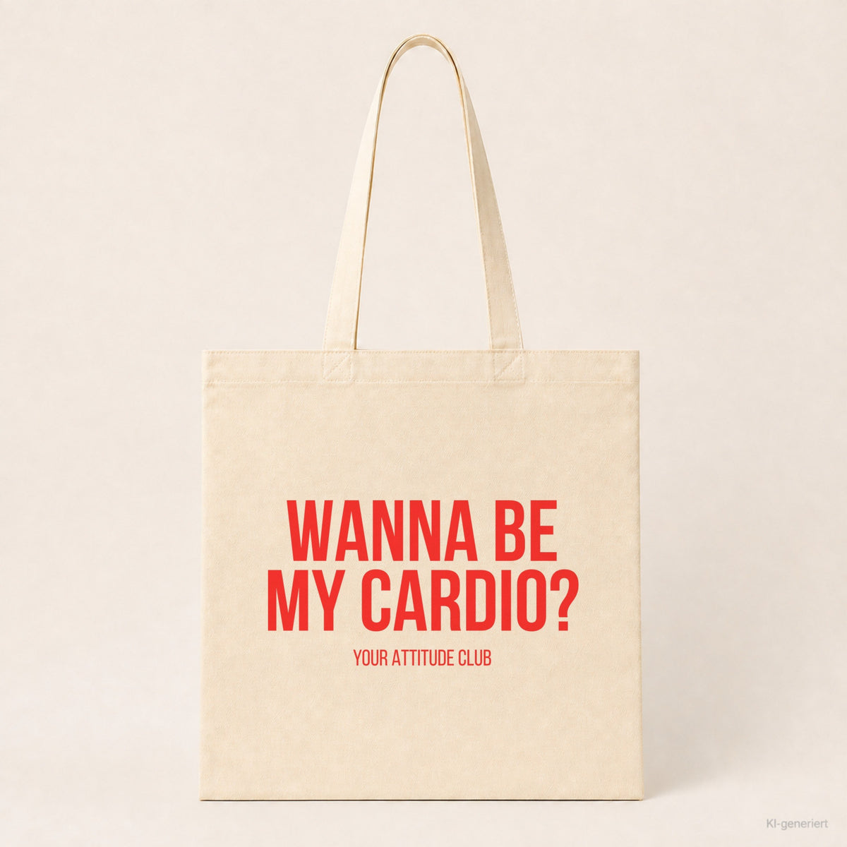 Wanna be my cardio? – Stoffbeutel mit Spruch beige, Produktansicht