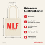 MILF – Stoffbeutel mit Spruch beige, Maße 38 × 42 cm, Henkel 70 cm