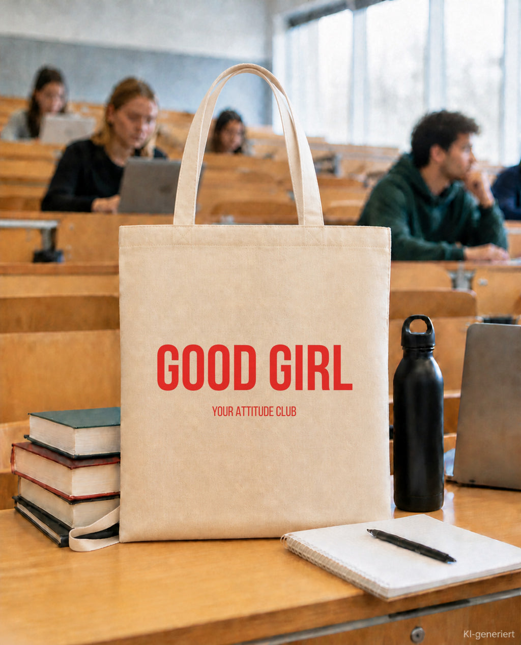 Good Girl – Stoffbeutel mit Spruch beige, in der Uni