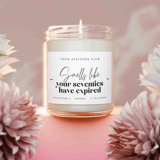 Smells like your seventies have expired – Lustige Kerze zum 80. Geburtstag