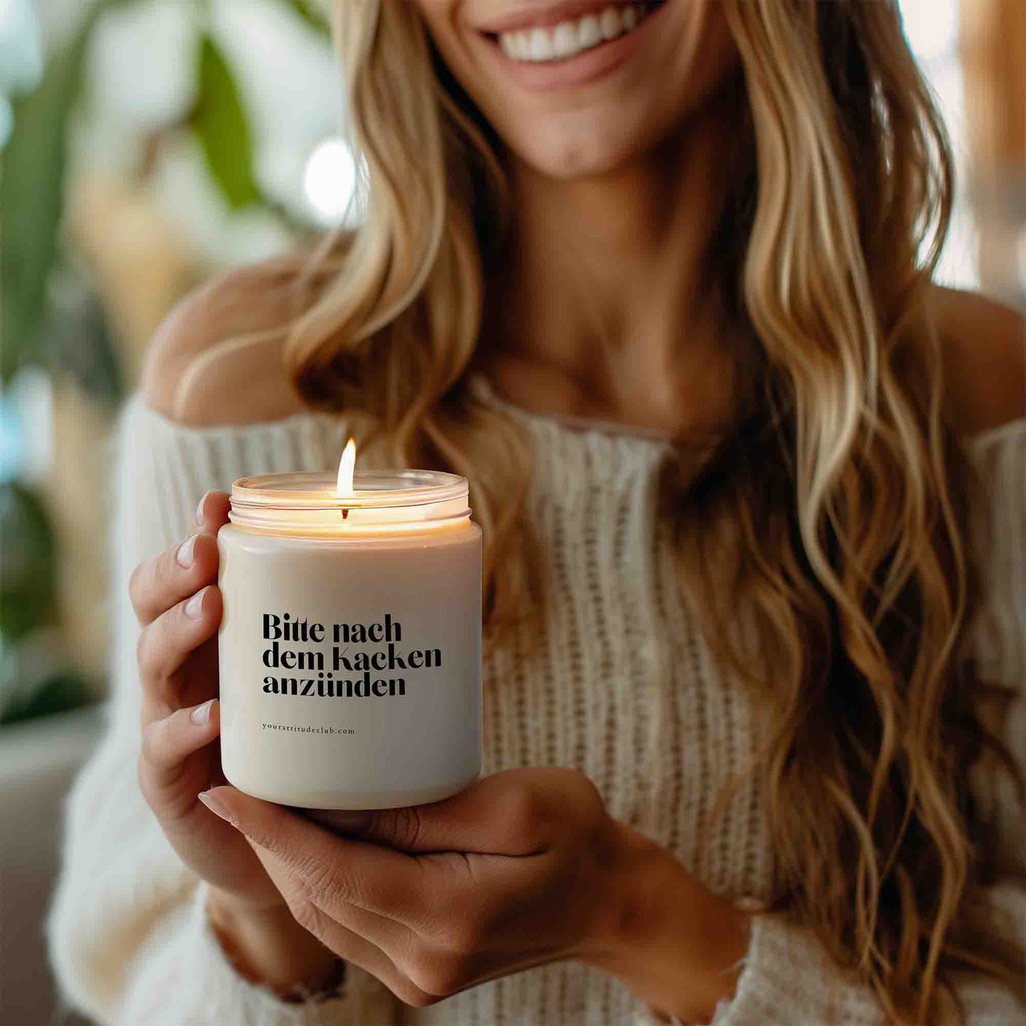 Bitte nach dem Kacken anzünden Kerze, lustige Spruchkerze, witziges WC Geschenk, Spaß Duftkerze Sojawachs, Mitbringsel Humor Deko Freunde