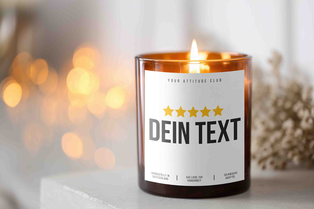 Review stars with more personalized text | Customizable candle