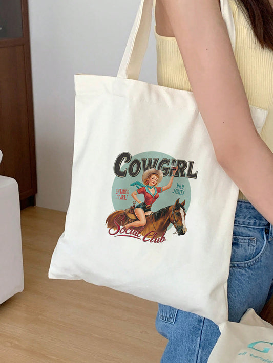 Cowgirl Social Club Baumwollbeutel 38x42cm 70cm Henkel Stofftasche Einkaufstasche Schultertasche Tragetasche Mehrwegbeutel nachhaltig langlebig Baumwolltasche bunt individuell bedruckt